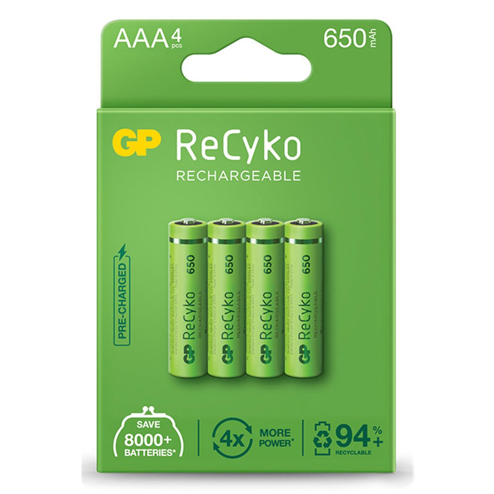 Gp 38423 Recyko R3 AAA Аккумуляторная батарея 4 единицы Зеленый Green