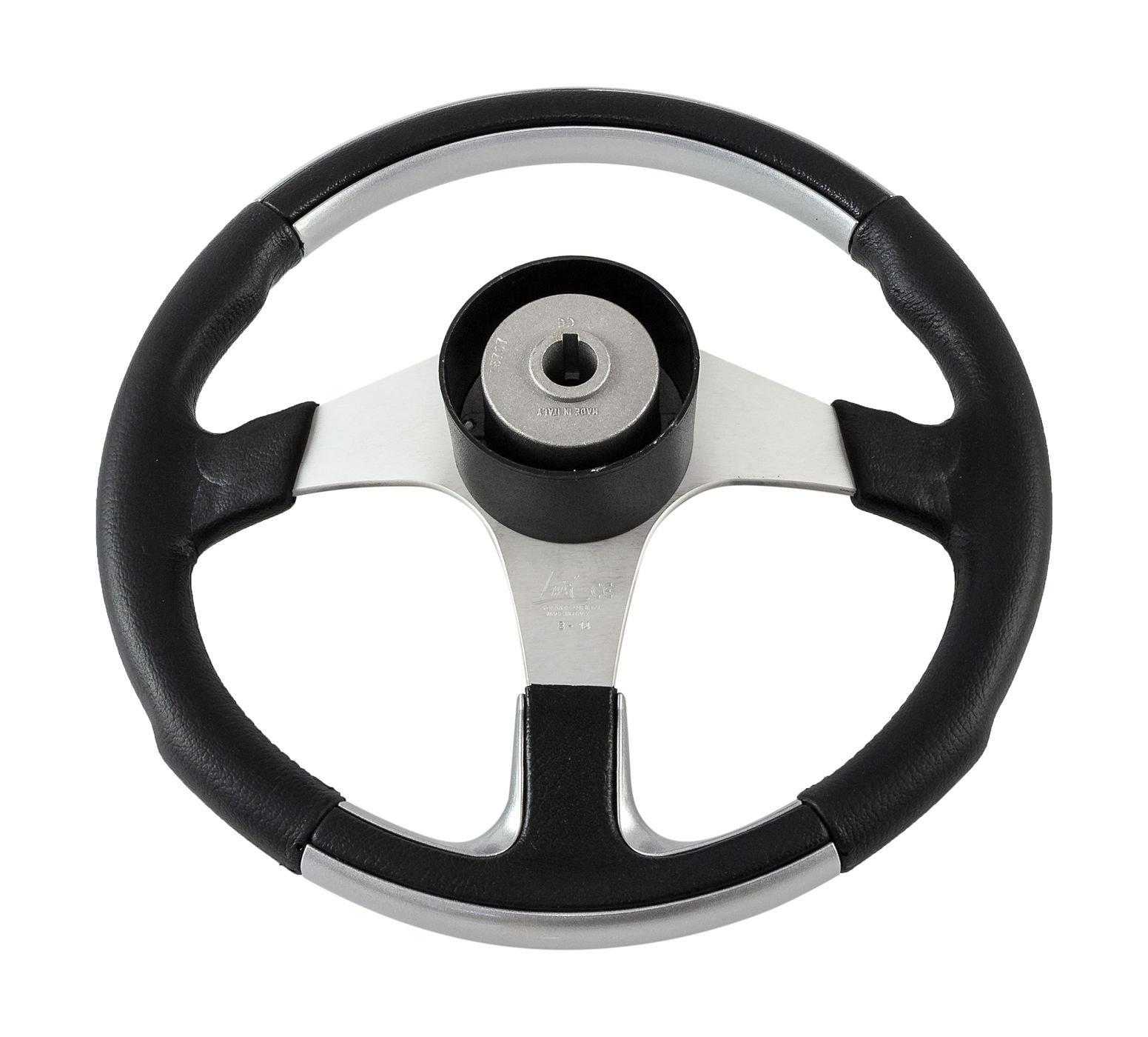 Купить Рулевое колесо EVO MARINE 2 обод черносеребряный, спицы серебряные д. 355 мм Volanti Luisi VN850001-93 7ft.ru в интернет магазине Семь Футов