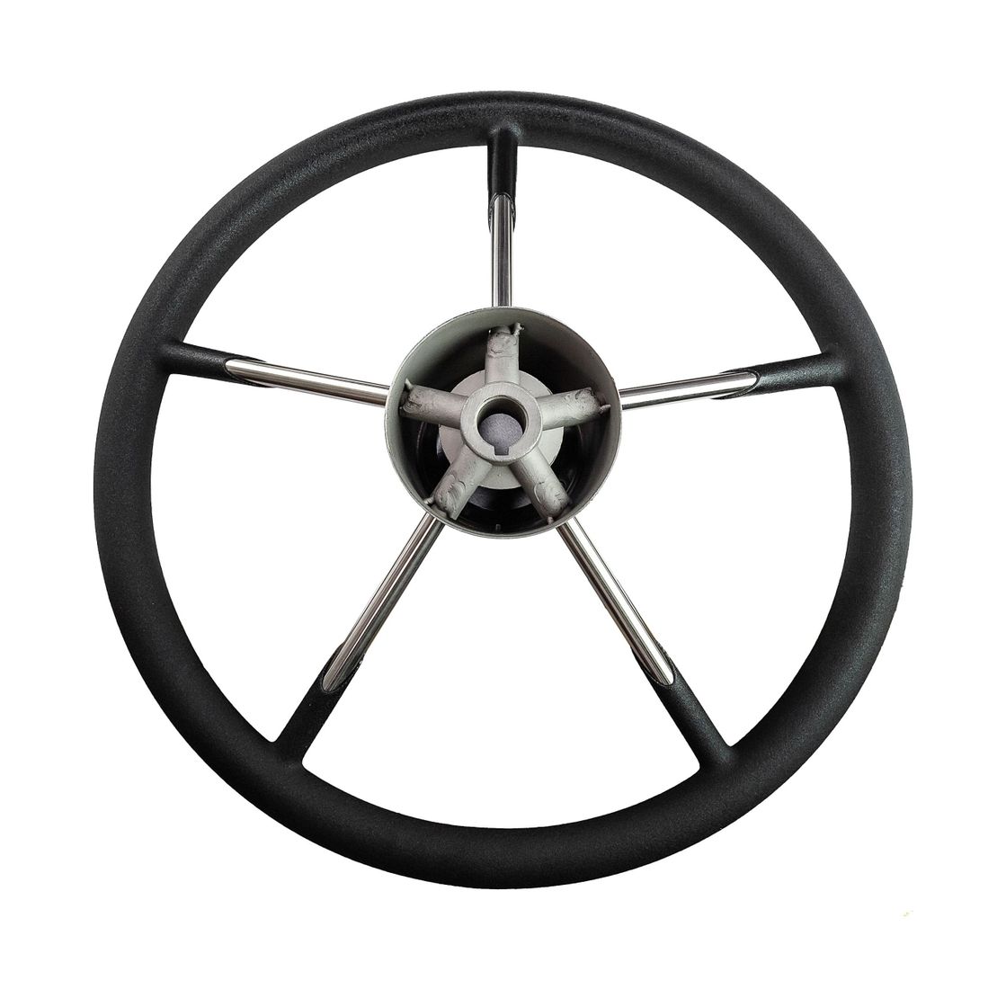 Купить Рулевое колесо черный обод, стальные спицы, диаметр 340 мм (упаковка из 15 шт.) AAA 73053-01_pkg_15 7ft.ru в интернет магазине Семь Футов