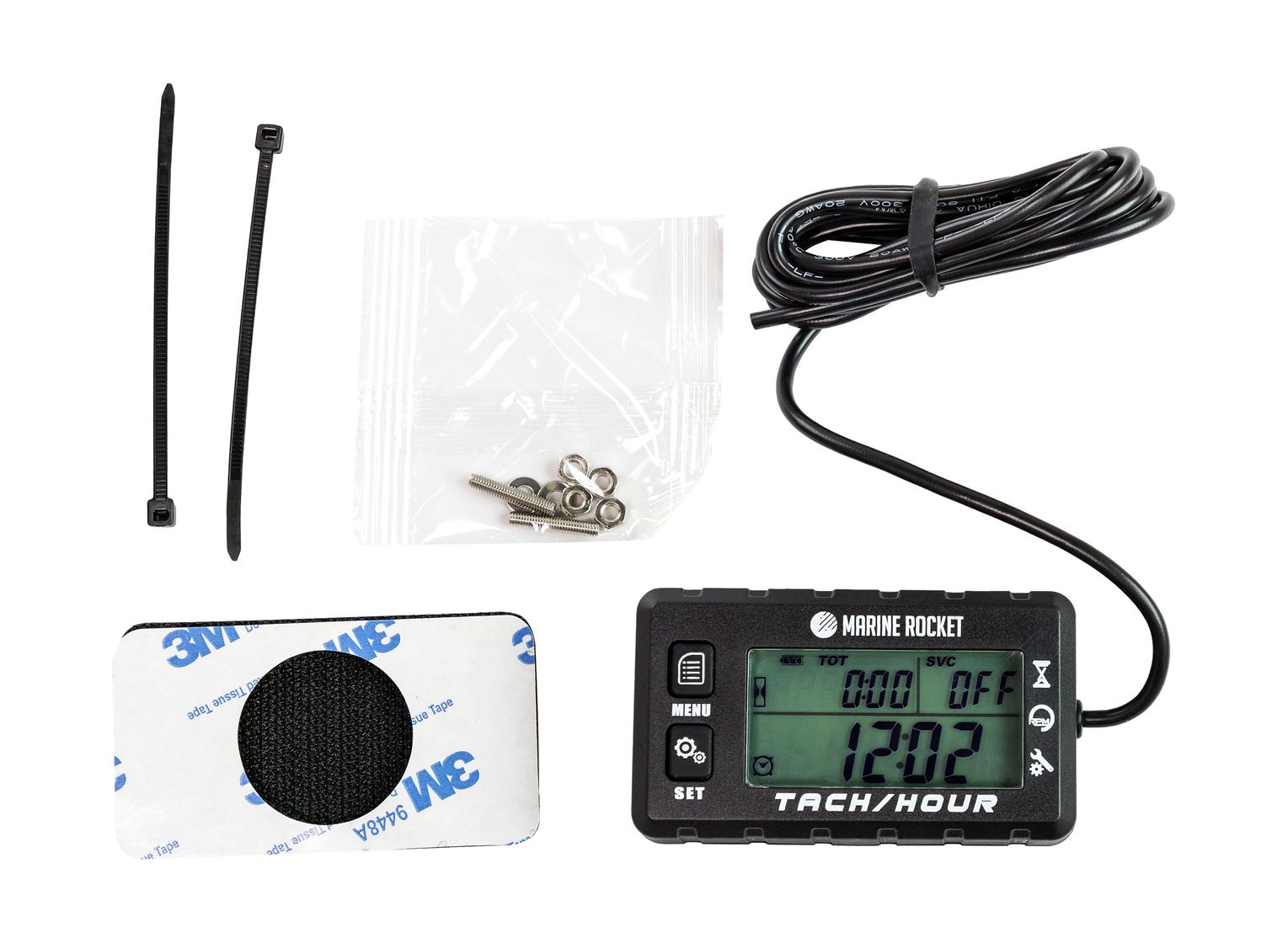 Купить Тахометр универсальный со счетчиком моточасов с подсветкой и сменной батарейкой Marine Rocket THM307MR 7ft.ru в интернет магазине Семь Футов
