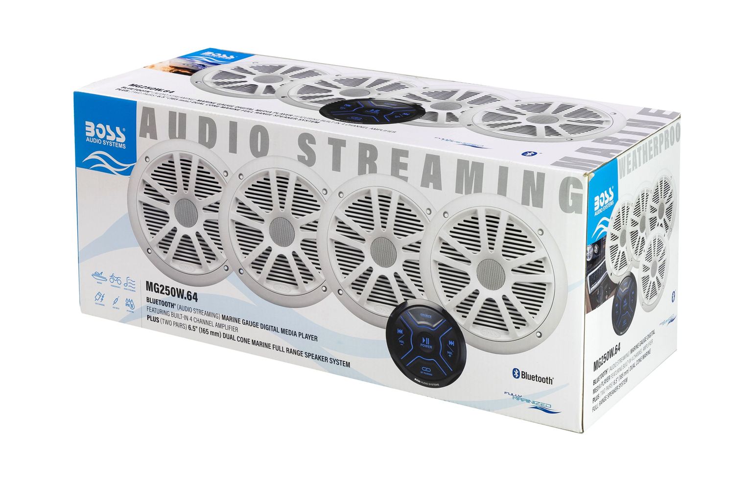Купить Морская аудиосистема BOSS MG250W.64 (комплект4) (упаковка из 7 шт.) Boss Audio MG250W.64_pkg_7 7ft.ru в интернет магазине Семь Футов