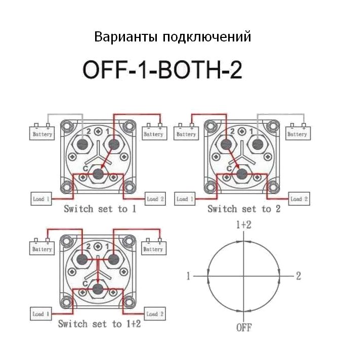 Купить Выключатель массы \"OFF-1-BOTH-2\" (2 АКБ) 300А AES.Co AES121130A 7ft.ru в интернет магазине Семь Футов