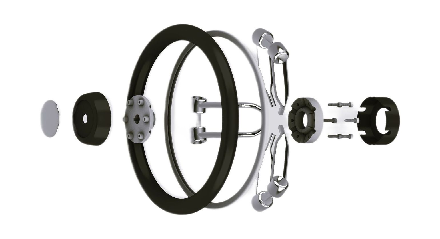 Купить Рулевое колесо NESEA обод черный, спицы серебряные Volanti Luisi VN123522-01 7ft.ru в интернет магазине Семь Футов