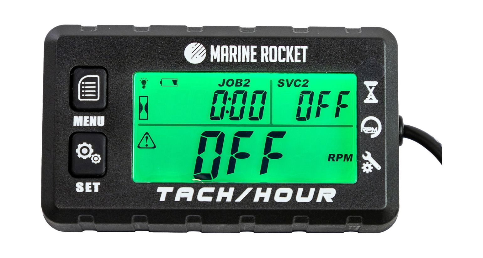 Купить Тахометр универсальный со счетчиком моточасов с подсветкой и сменной батарейкой Marine Rocket THM307MR 7ft.ru в интернет магазине Семь Футов