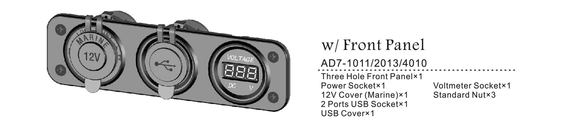 Купить Панель с USB-разъемом 5в 2.1А, прикуривателем и вольтметром AAA AD7-1011/2013/4010 7ft.ru в интернет магазине Семь Футов