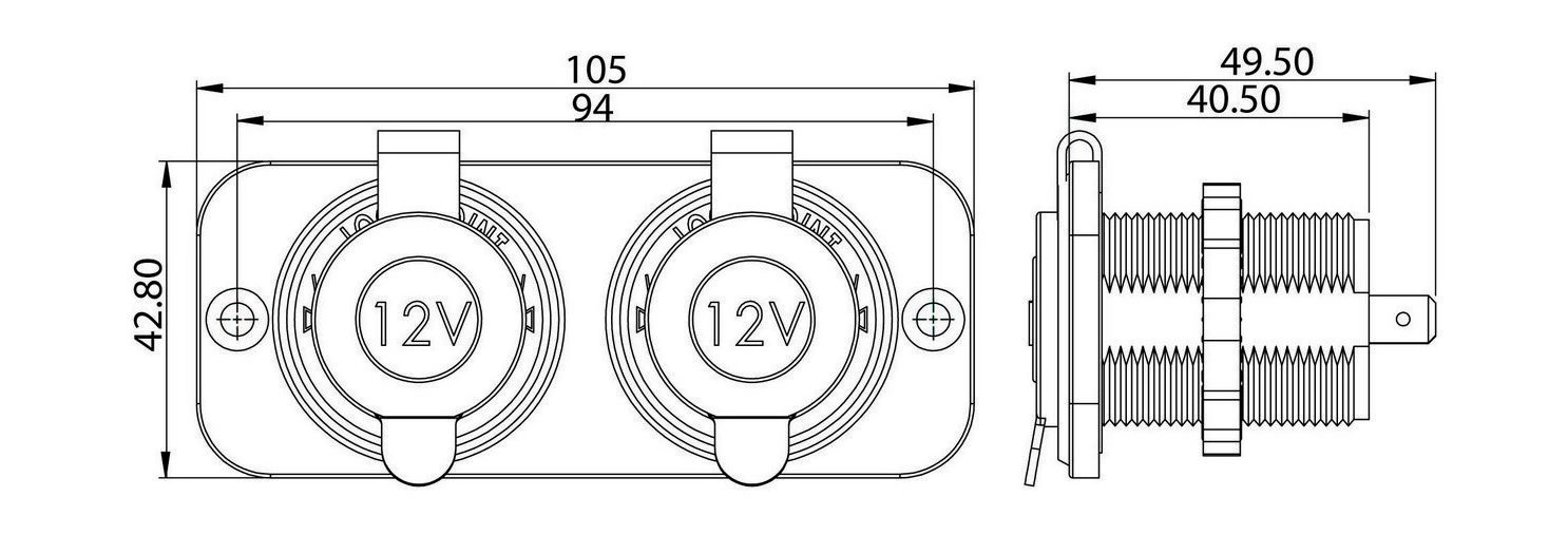 Купить Панель с USB-разъемом 5В 2.1А и прикуривателем, белая Yih Sean AS245PUW 7ft.ru в интернет магазине Семь Футов