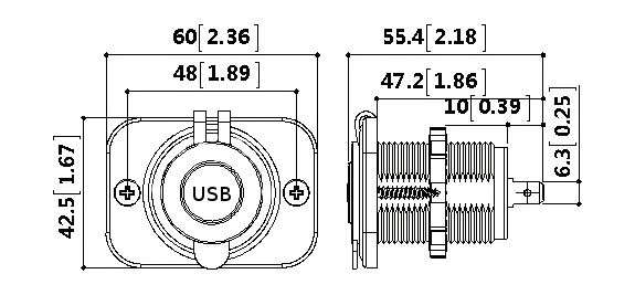 Купить Разъем USB 5В 3.1А на панели AES.Co AES1118SU113 7ft.ru в интернет магазине Семь Футов