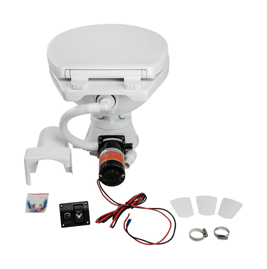 Купить Унитаз электрический Regular 01, 12 В, SeaFlo (упаковка из 4 шт.) SFMTE101R_pkg_4 7ft.ru в интернет магазине Семь Футов