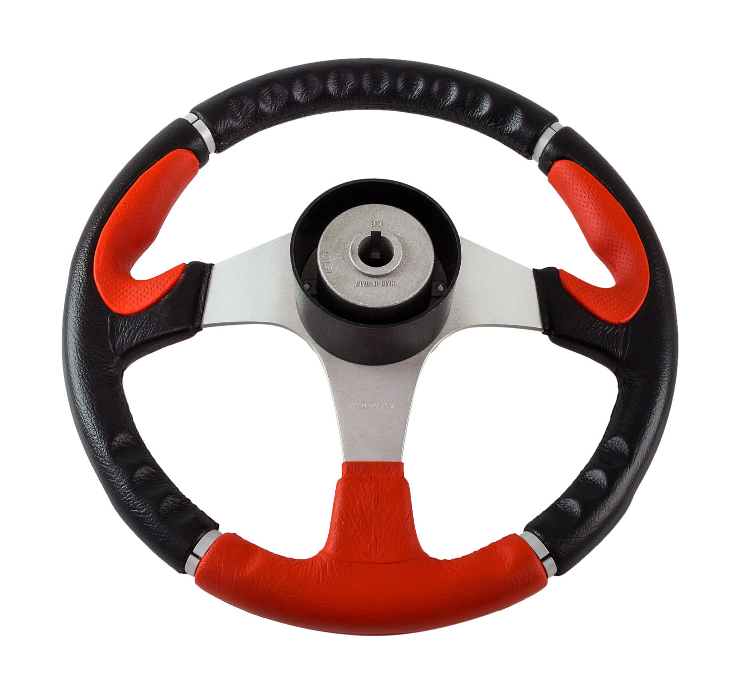 Купить Рулевое колесо ORION обод чернокрасный, спицы серебряные д. 355 мм Volanti Luisi VN960101-95 7ft.ru в интернет магазине Семь Футов
