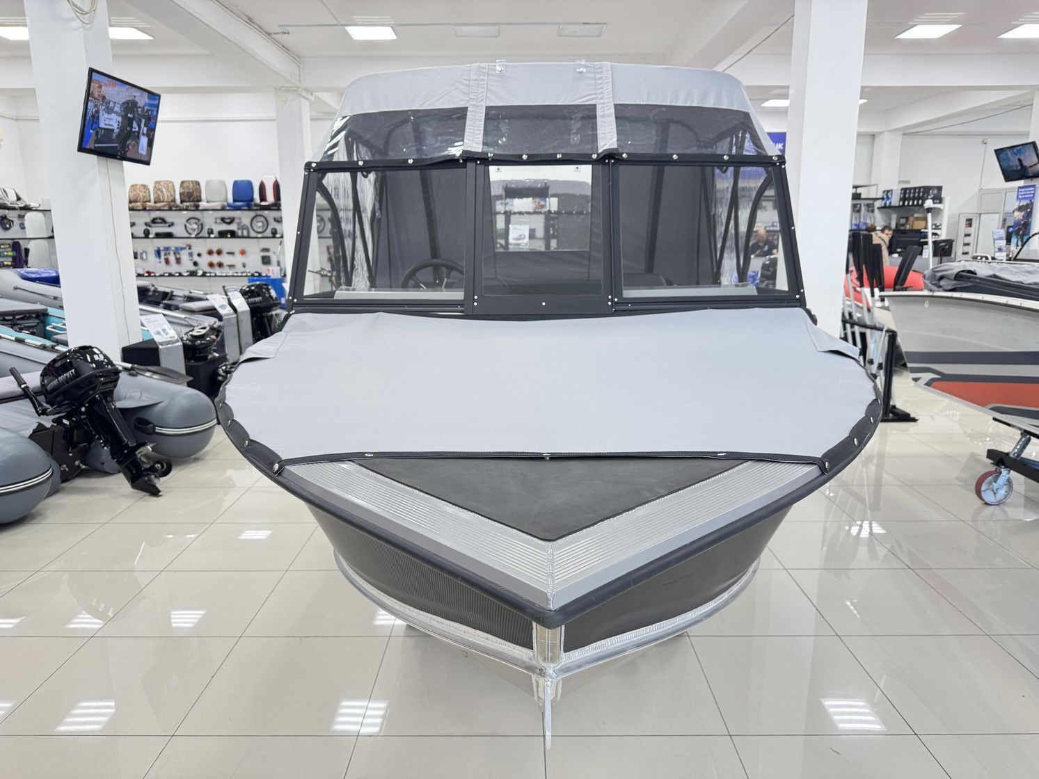 Купить Моторная лодка, Триера 460 BR_new, серый (тент ходовой, стояночный, транспортировочный) с Suzuki DF50ATL KITTR78 7ft.ru в интернет магазине Семь Футов