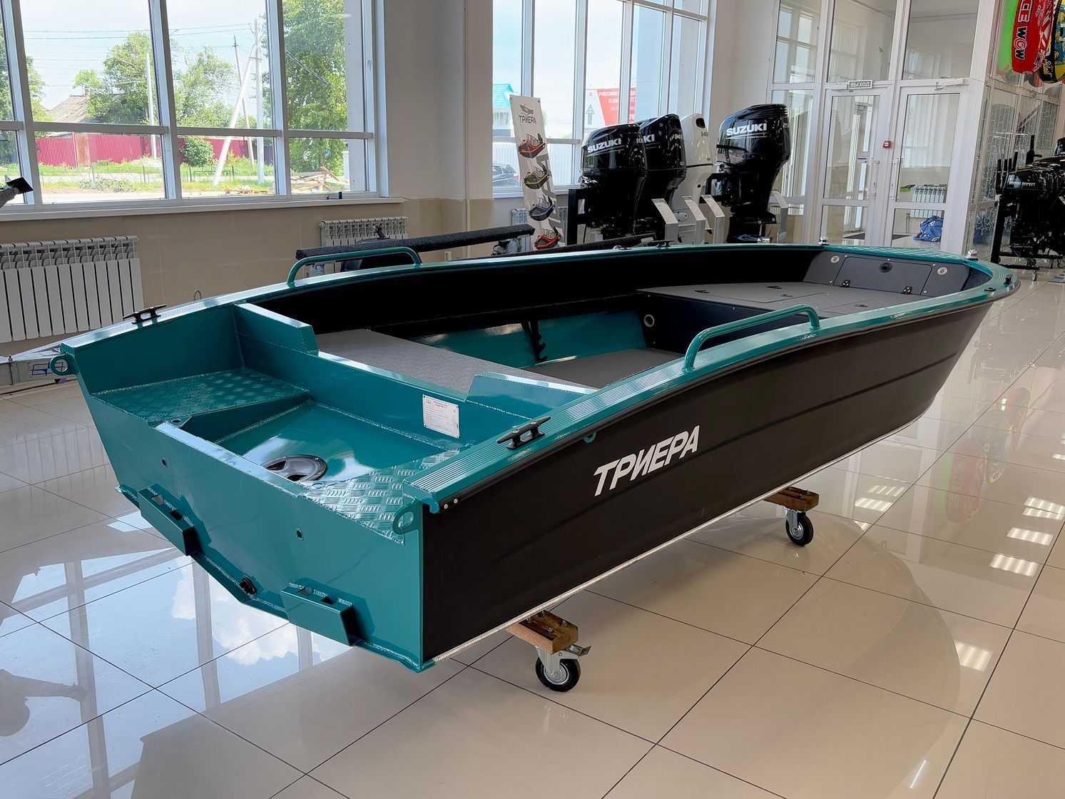 Купить Моторная лодка, Триера 420 румпель, бирюзовый TR420_hand 7ft.ru в интернет магазине Семь Футов