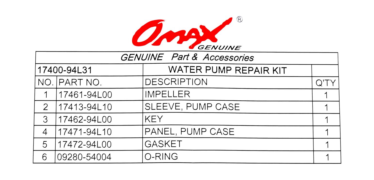 Купить Ремкомплект помпы охлаждения Suzuki DF25-30A, Omax 1740094L31_OM 7ft.ru в интернет магазине Семь Футов