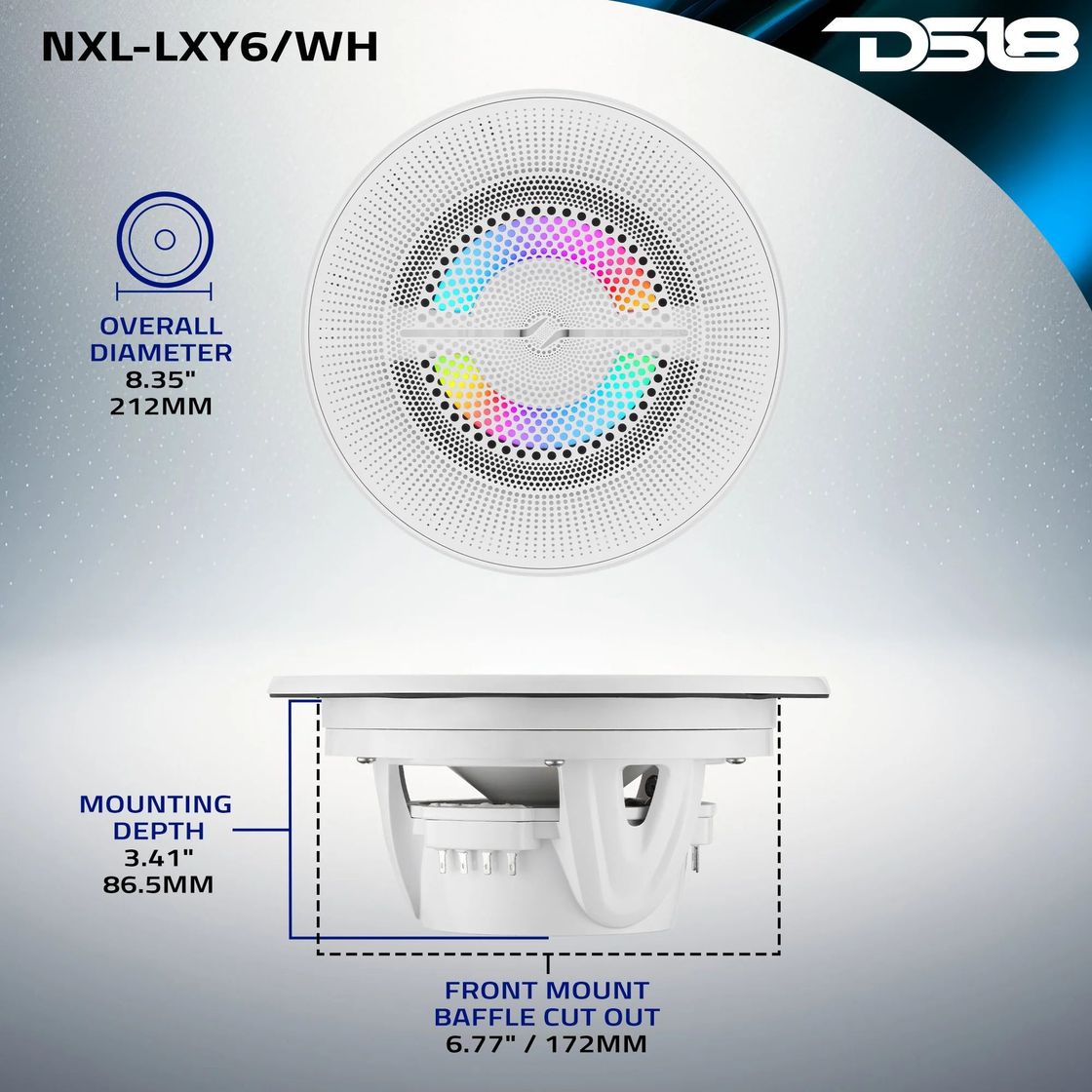 Купить Морская акустика с магнитной решеткой RGB 6.5" DS18 NXLLXY6WH 7ft.ru в интернет магазине Семь Футов