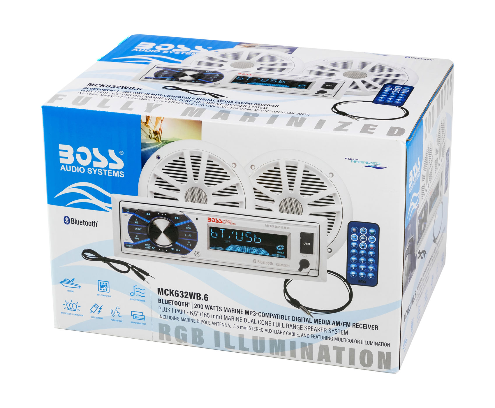 Купить Морская акустика 1DIN BOSS MCK632WB.6 (комплект2) Boss Audio 7ft.ru в интернет магазине Семь Футов