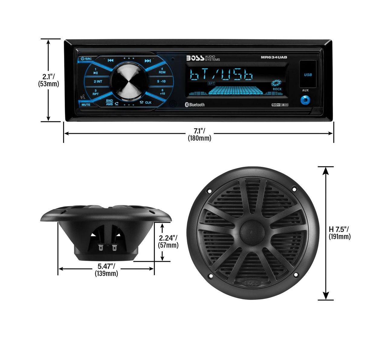 Купить Морская аудиосистема BOSS MCBK634B.64 (комплект4) Boss Audio 7ft.ru в интернет магазине Семь Футов