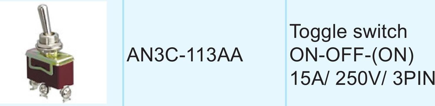 Купить Тумблер трехпозиционный ON-OFF-(ON) 12 В/15А 3P (упаковка из 20 шт.) AAA AN3C-113AA_pkg_20 7ft.ru в интернет магазине Семь Футов