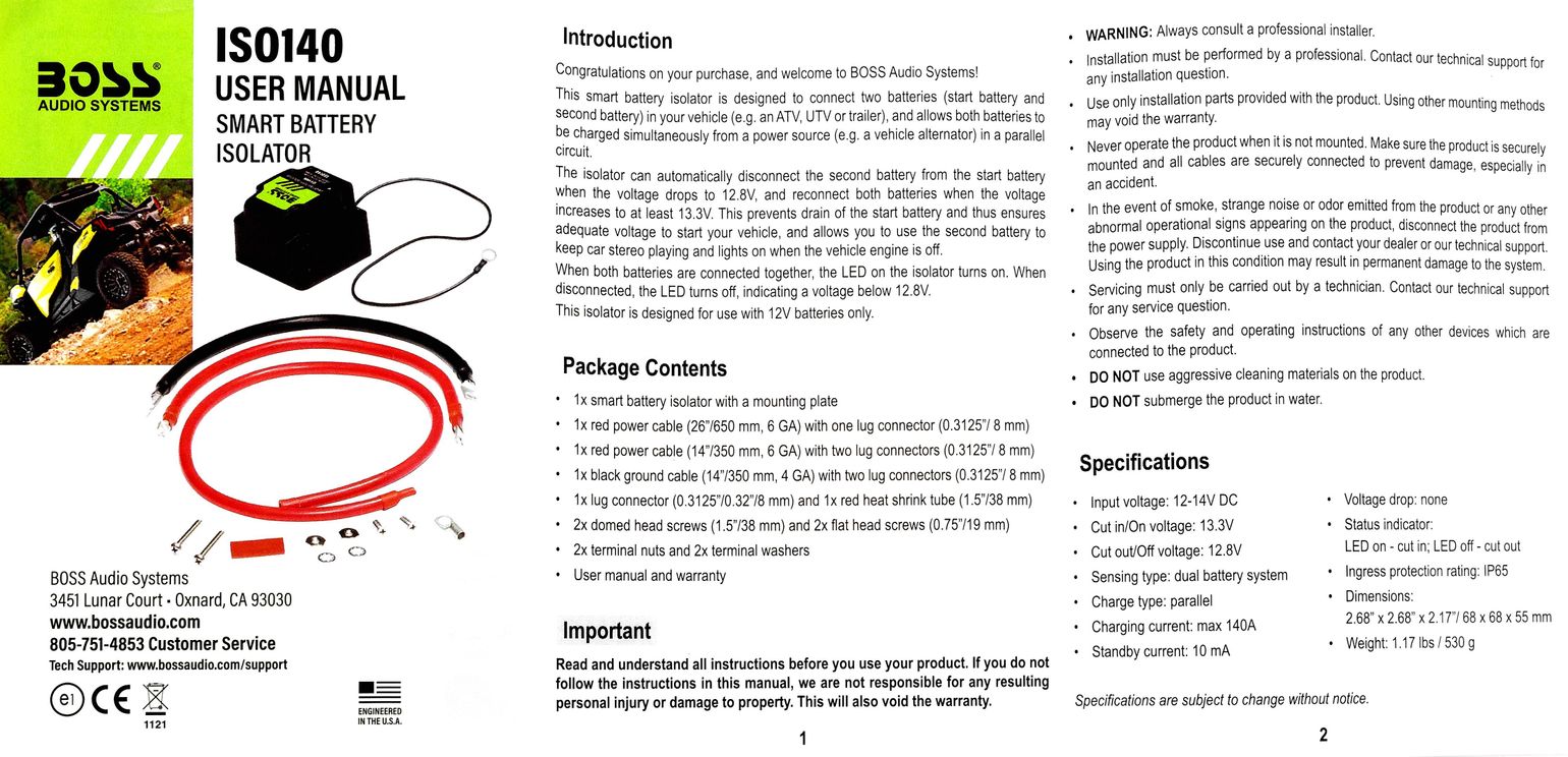 Купить Реле зарядное ISO140 для 2-го АКБ, 140А, BOSS (упаковка из 12 шт.) Boss Audio ISO140_pkg_12 7ft.ru в интернет магазине Семь Футов