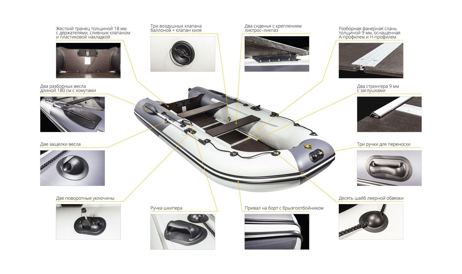 Купить Надувная лодка ПВХ, Ривьера Компакт 3200 СК Комби, светло-серый/графит 4603725300514 7ft.ru в интернет магазине Семь Футов