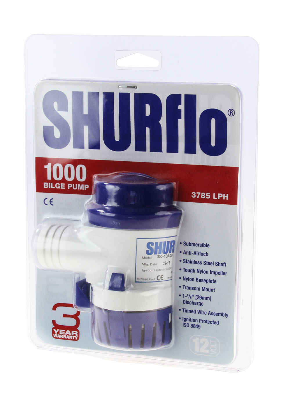 Купить Помпа осушительная Shurflo, 12 В, 1000GPH (3785 л/час) 35510010 7ft.ru в интернет магазине Семь Футов