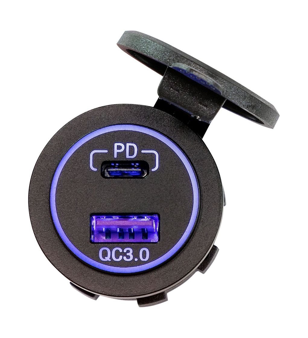 Купить Разъем USB QC3.0 5в 3А и USB PD (упаковка из 50 шт.) Marine Rocket 4620136058407_pkg_50 7ft.ru в интернет магазине Семь Футов