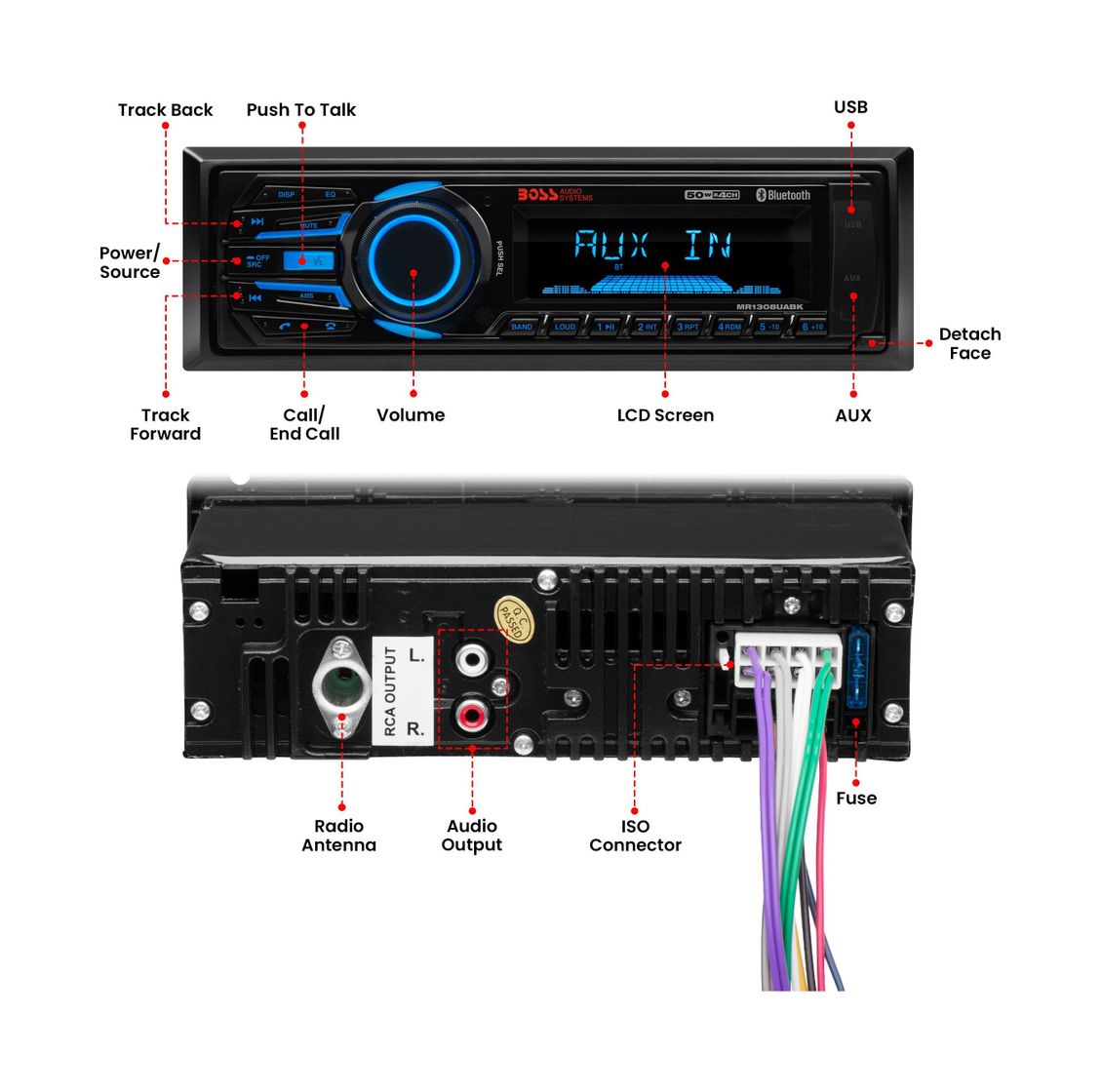 Купить Морская магнитола BOSS MR1308UABK (упаковка из 5 шт.) Boss Audio MR1308UABK_pkg_5 7ft.ru в интернет магазине Семь Футов