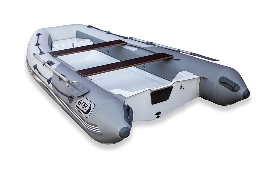 Купить Лодка РИБ (RIB) STEL R-420, графит/красный, накладки на рундук и банки, защита киля, корпус серый СТЕЛ RIBST420_G/R_NZ 7ft.ru в интернет магазине Семь Футов