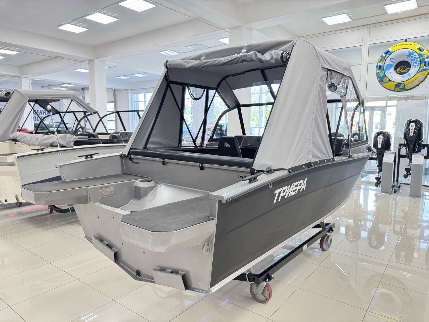 Купить Моторная лодка, Триера 460 BR_new, серый (тент ходовой, стояночный, транспортировочный) с Suzuki DF50ATL KITTR78 7ft.ru в интернет магазине Семь Футов