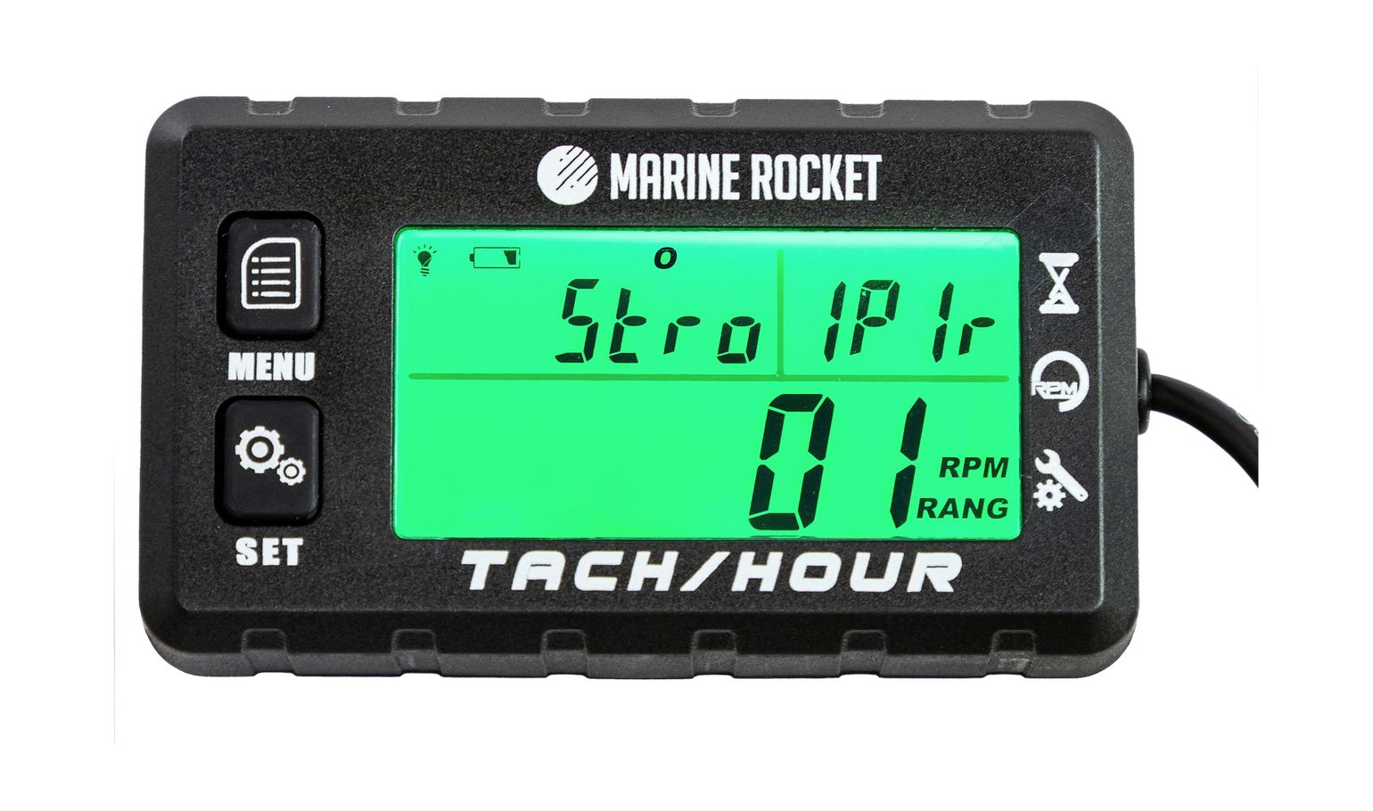 Купить Тахометр универсальный со счетчиком моточасов с подсветкой и сменной батарейкой (упаковка из 10 шт.) Marine Rocket THM307MR_pkg_10 7ft.ru в интернет магазине Семь Футов