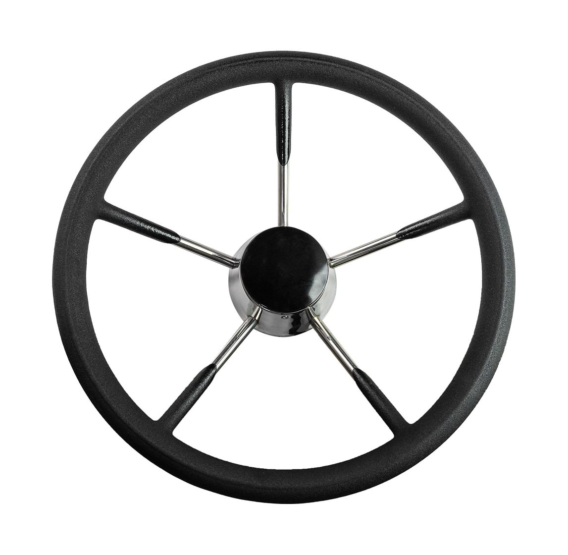 Купить Рулевое колесо черный обод, стальные спицы, диаметр 340 мм (упаковка из 15 шт.) AAA 73053-01_pkg_15 7ft.ru в интернет магазине Семь Футов