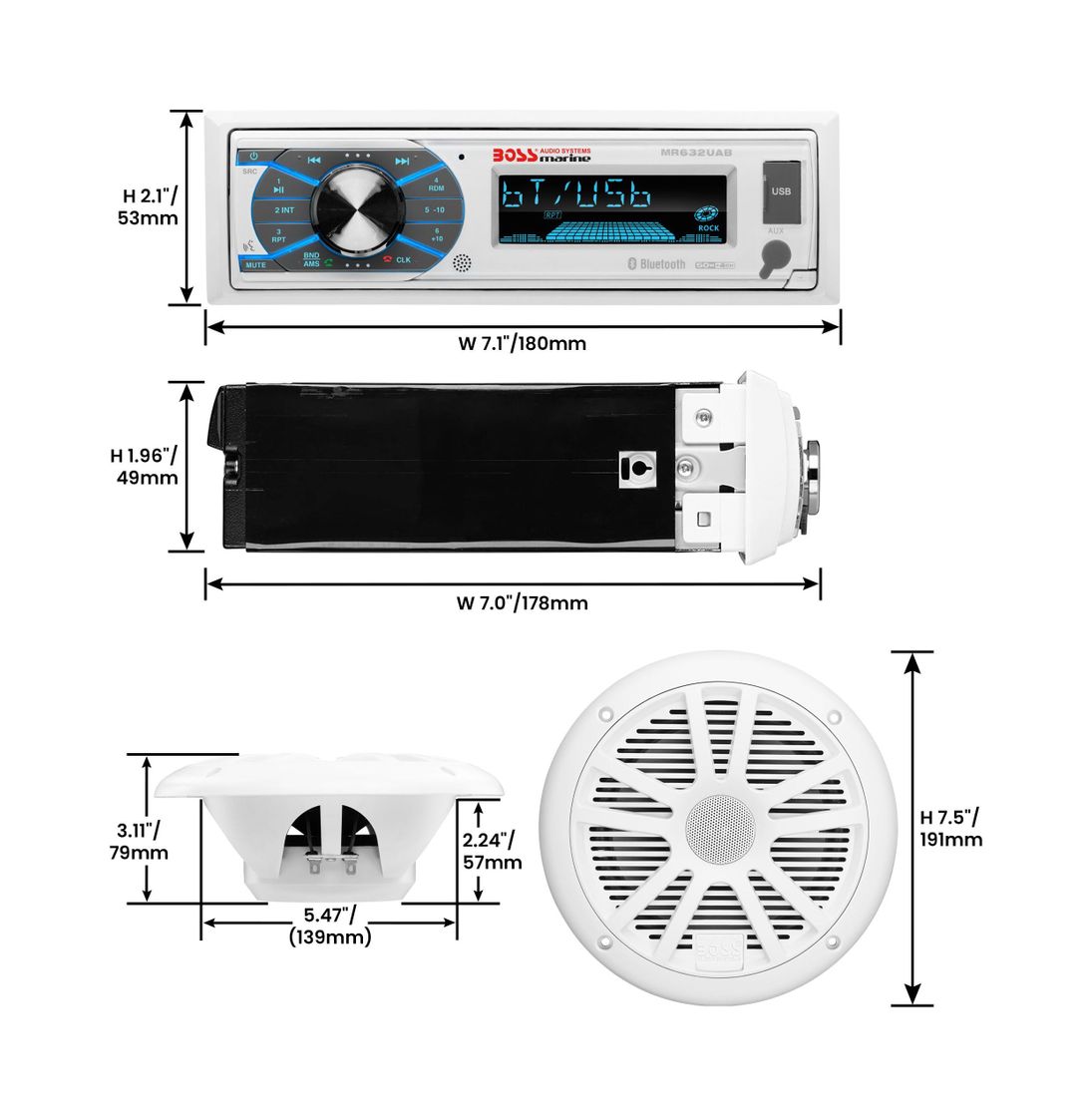 Купить Морская аудиосистема 1DIN BOSS MCK632WB.64 (комплект4) (упаковка из 3 шт.) Boss Audio MCK632WB.64_pkg_3 7ft.ru в интернет магазине Семь Футов