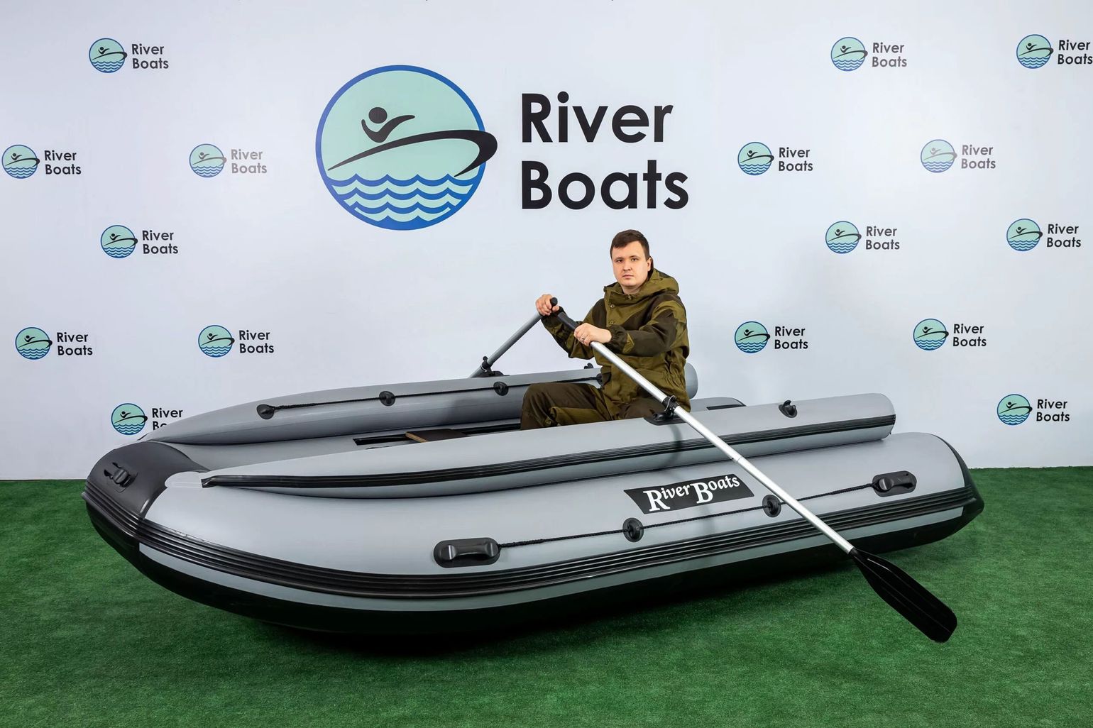Купить Надувная лодка ПВХ, RiverBoats RB 390 НДНД, ф/б, черно-серый RB390NDFBBG 7ft.ru в интернет магазине Семь Футов