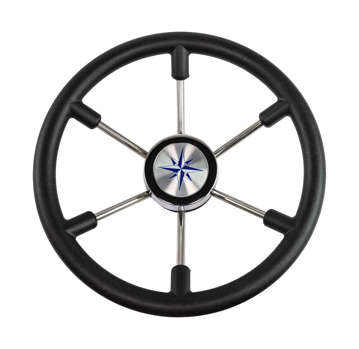 Купить Рулевое колесо LEADER PLAST черный обод серебряные спицы д. 360 мм (упаковка из 6 шт.) Volanti Luisi VN8360-01_pkg_6 7ft.ru в интернет магазине Семь Футов