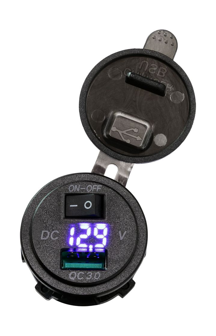 Купить Разъем USB Charger QC3.0 с вольтметром (упаковка из 10 шт.) Marine Rocket 4620136058322_pkg_10 7ft.ru в интернет магазине Семь Футов