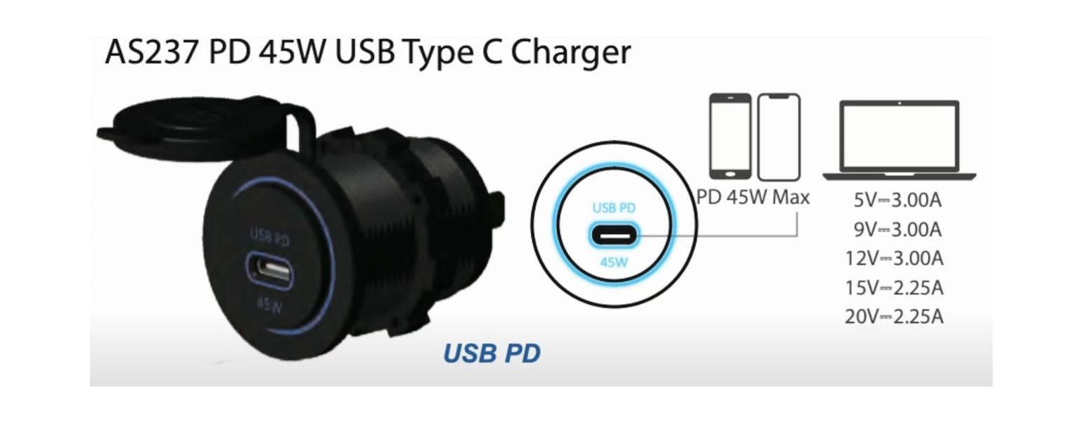 Купить Разъем USB PD Type-C, 45 Вт (упаковка из 20 шт.) YIS Marine AS237_pkg_20 7ft.ru в интернет магазине Семь Футов