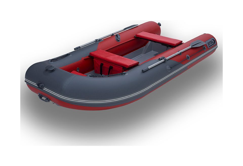 Купить Лодка РИБ (RIB) STEL R-420, графит/красный, накладки на рундук и банки, защита киля, корпус серый СТЕЛ RIBST420_G/R_NZ 7ft.ru в интернет магазине Семь Футов