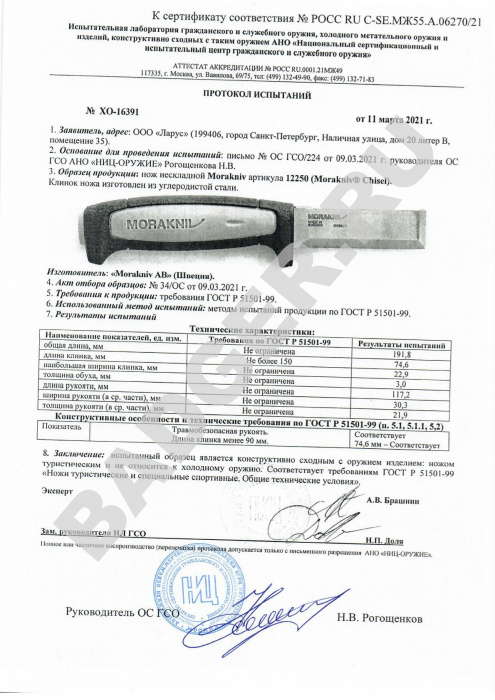 Купить Нож Morakniv Chisel 12250 Mora of Sweden (Ножи) 7ft.ru в интернет магазине Семь Футов