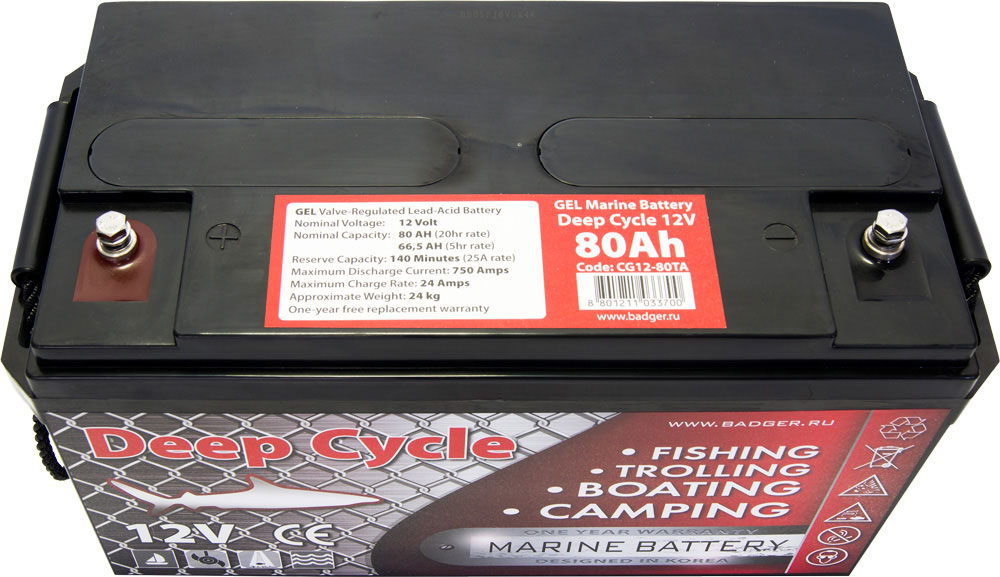 Купить Тяговый аккумулятор для лодочного электромотора Marine Deep Cycle GEL 80Ah 12V CG12-80XA 7ft.ru в интернет магазине Семь Футов