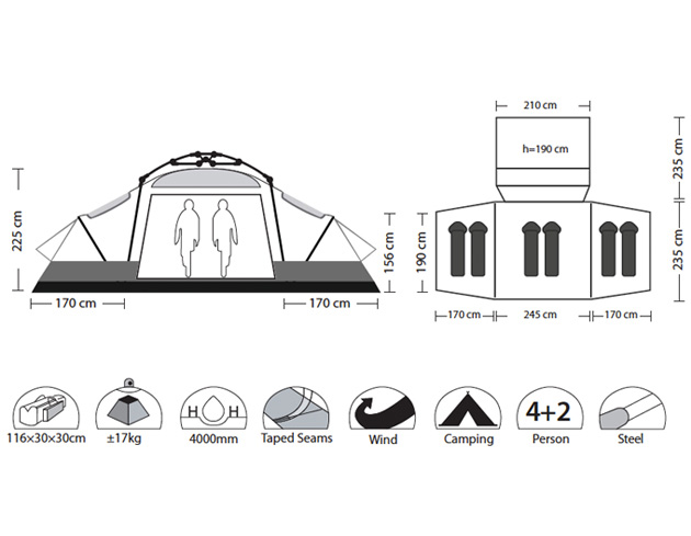 Купить Палатка быстросборная 6-местная 4+2 CAMP E42C Envision Tents 7ft.ru в интернет магазине Семь Футов