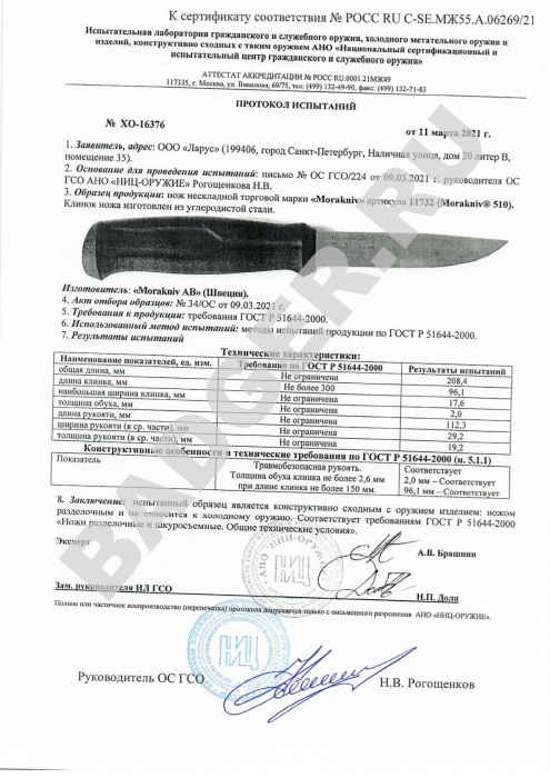 Купить Нож Morakniv 510 11732 Mora of Sweden (Ножи) 7ft.ru в интернет магазине Семь Футов