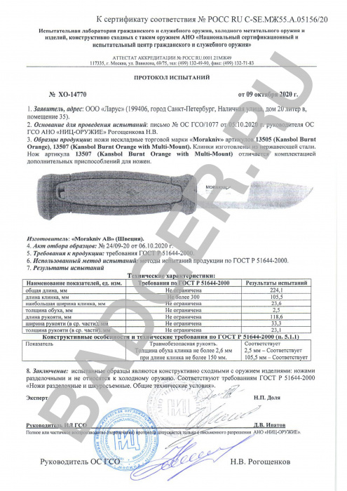 Купить Нож Morakniv Kansbol Burnt Orange 13505 Mora of Sweden (Ножи) 7ft.ru в интернет магазине Семь Футов