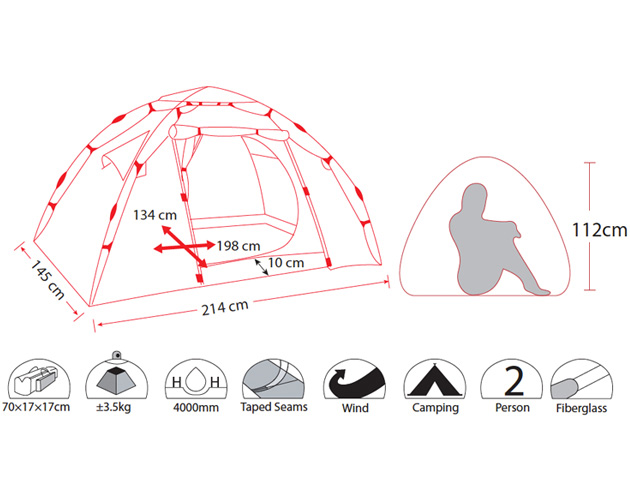 Купить Палатка автомат двухместная Envision 2 E2 Envision Tents 7ft.ru в интернет магазине Семь Футов