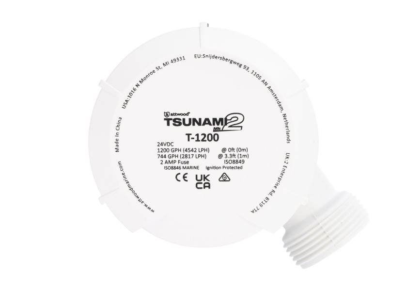 Купить Трюмный насос Attwood 5613-7 Tsunami Mk2 T1200 24В 76л/мин патрубок Ø28/25мм вал из нержавеющей стали SS316 корпус из ударопрочного пластика 7ft.ru в интернет магазине Семь Футов