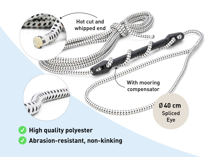 Купить GLEISTEIN 56008 BAVARIA Dock Line / с швартовочным компенсатором / белый/черный / Веревка-Ø: 12 мм 56008-bvs 7ft.ru в интернет магазине Семь Футов