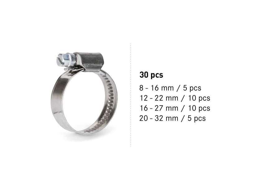 Купить V4A Assortment Box / hose clamps / 8-32 mm / 30 pieces 32049-bvs 7ft.ru в интернет магазине Семь Футов