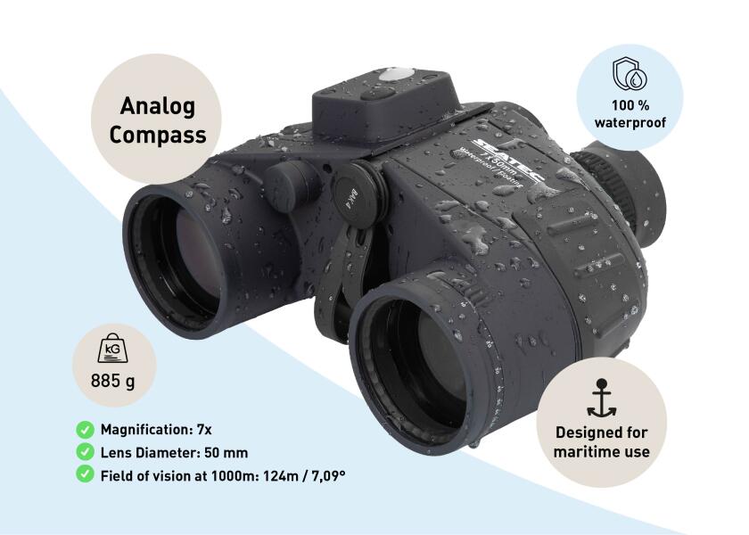 Купить SEATEC 20793 Бинокль TARGET 7x50 с аналоговым компасом 7ft.ru в интернет магазине Семь Футов