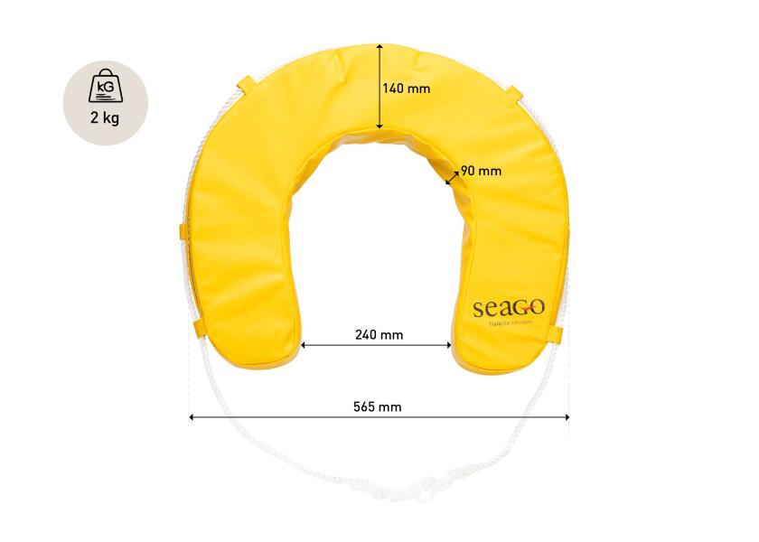 Купить SEAGO Horseshoe Lifebuoy / yellow / with bracket and SOLAS light 55928-bvs 7ft.ru в интернет магазине Семь Футов