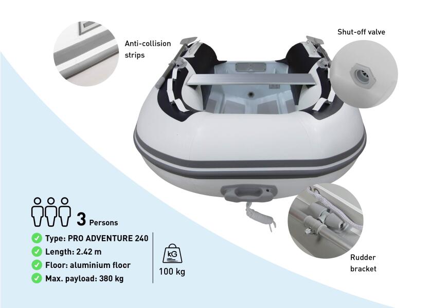 Купить SEATEC 55795 RAB Pro Adventure 240 Dinghy / алюминиевый пол / 3 человека / 2,42 м / макс. 5 л.с. 7ft.ru в интернет магазине Семь Футов