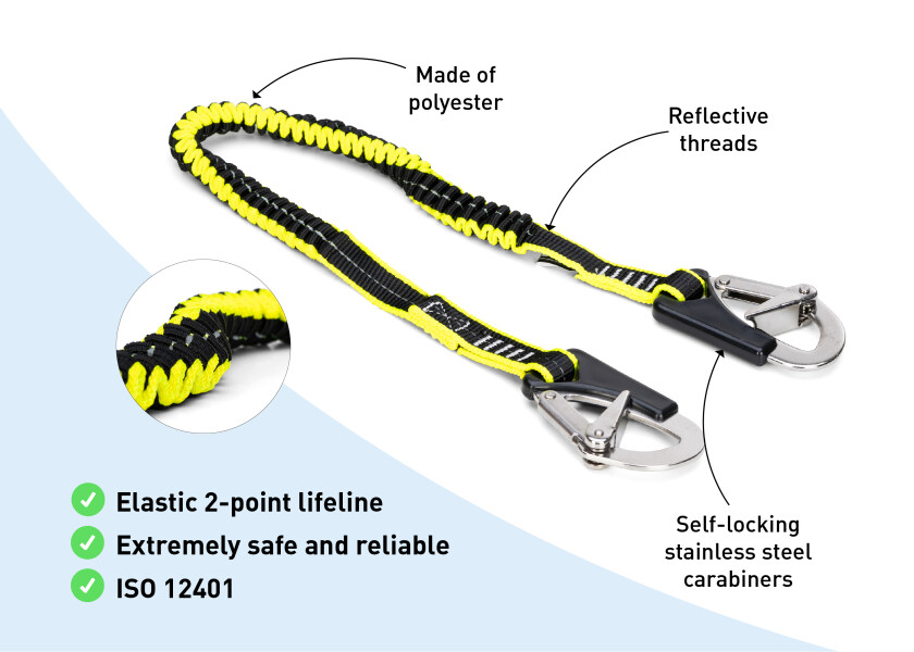 Купить Эластичная страховочная стропа Plastimo 66840 1.5 м с двумя карабинами из нержавеющей стали черная 7ft.ru в интернет магазине Семь Футов