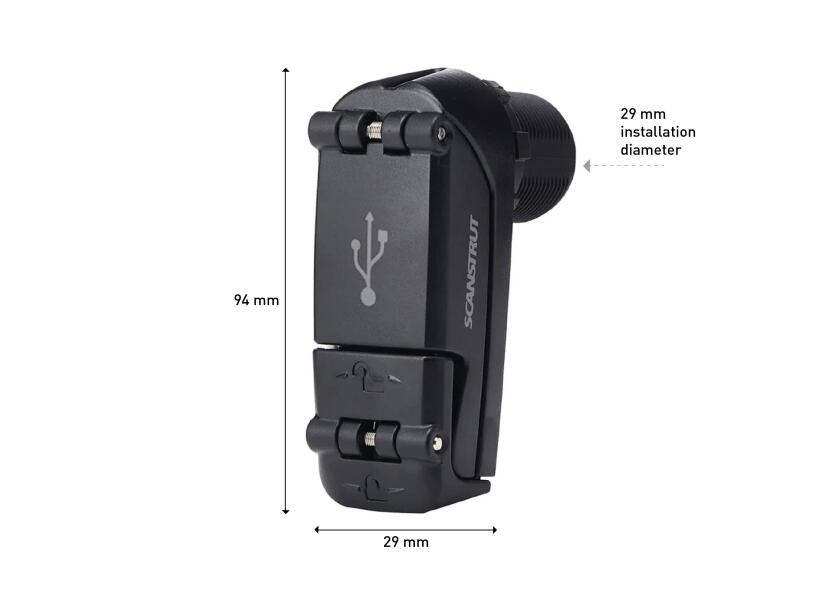 Купить Водонепроницаемый зарядный порт Scanstrut ROKK Charge Pro SC-USB-03 12–24В 36/60Вт USB-A/USB-C IPX6 Ø39х94мм быстрая зарядка PD и QC черный 7ft.ru в интернет магазине Семь Футов