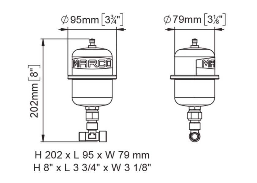 Купить Бак напорный мембранный Marco ATX1 16508010 0,5л 10бар 3/8” из нержавеющей стали AISI304 7ft.ru в интернет магазине Семь Футов